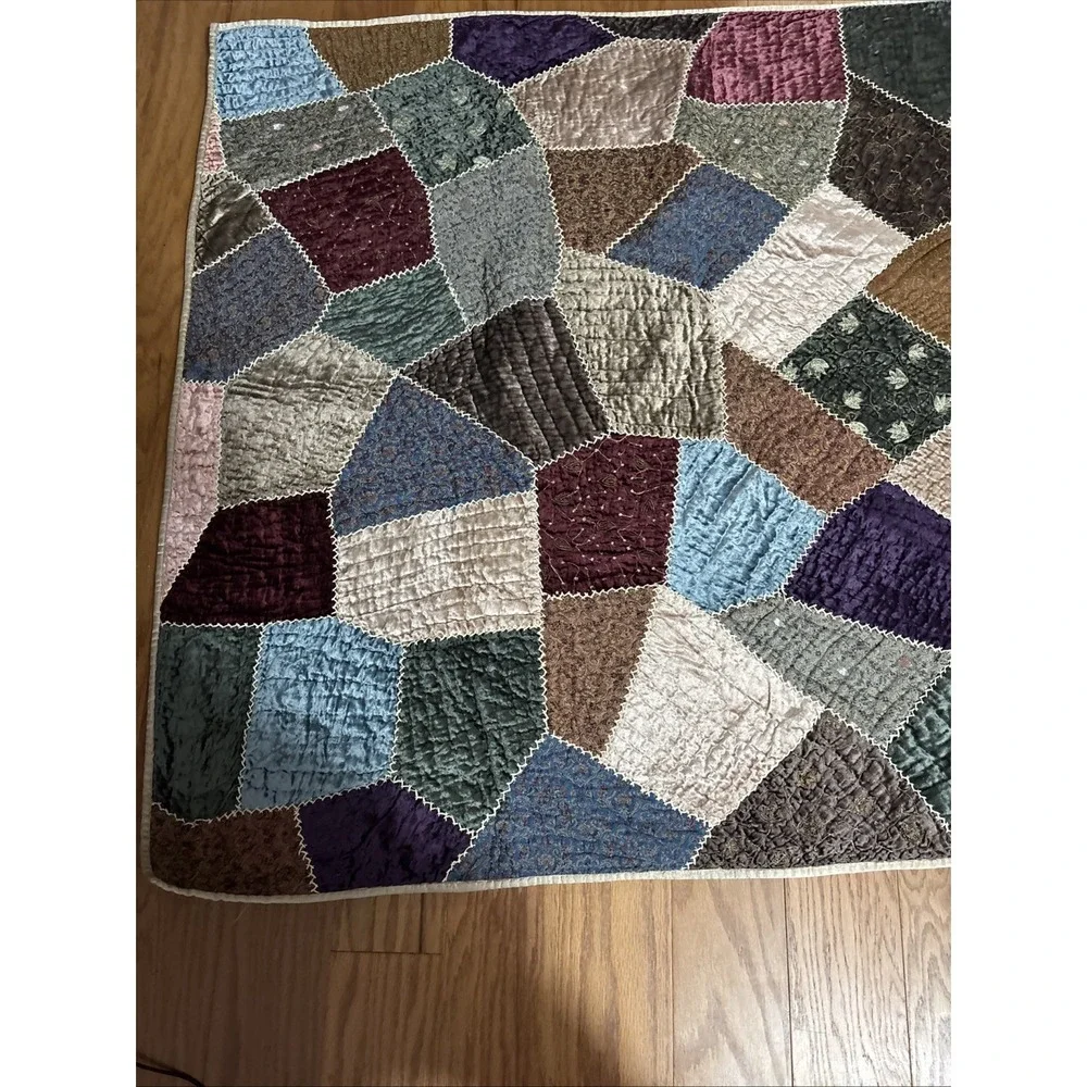 Elite Style Hand Crafted small Velvety  Patchwork Quilt Dimensions 48 X 60